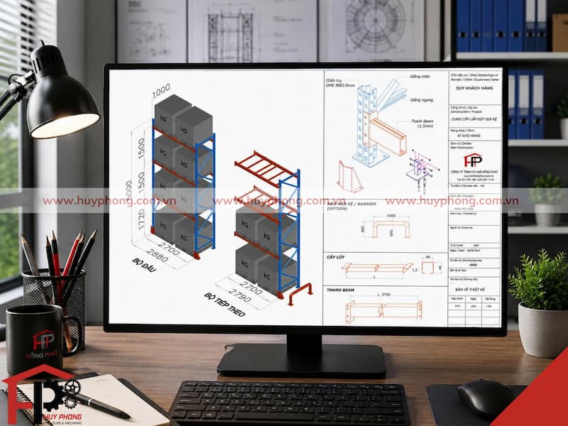 Thiết kế kệ Selective pallet của huy phong trên máy tính