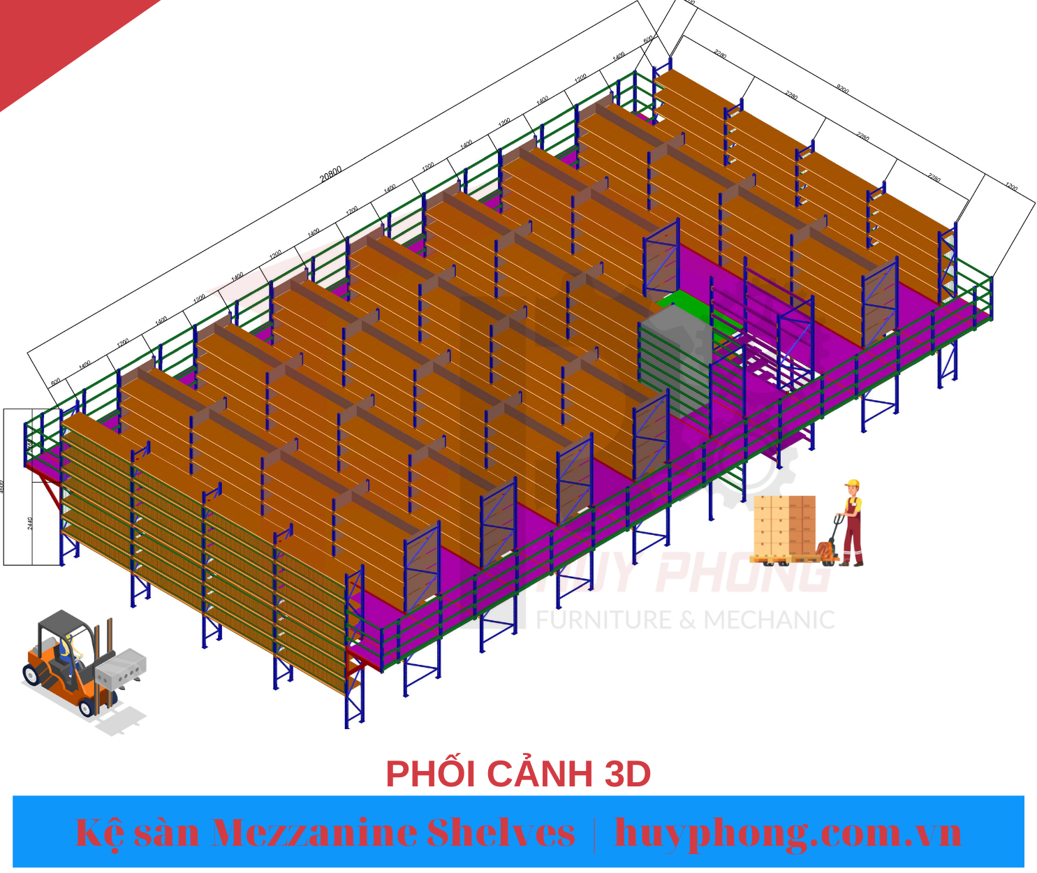 THI CÔNG KỆ SÀN MEZZANINE SHELVES
