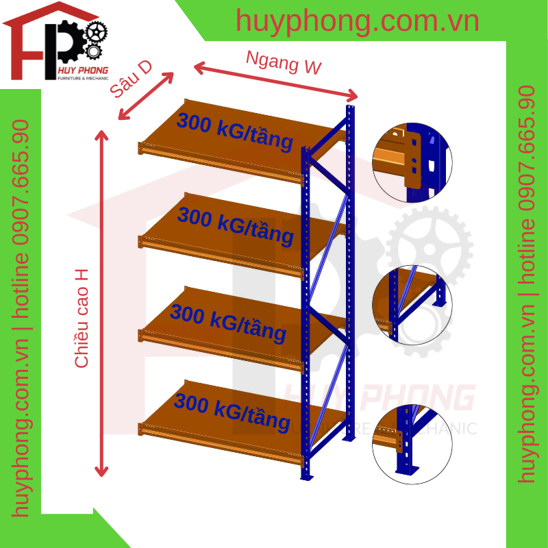 KỆ TRUNG TẢI - MEDIUM RACK - BỘ KẾ TIẾP (W1200xH1800xD400)
